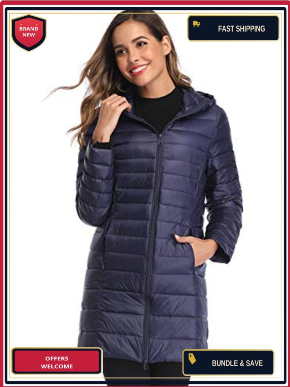 Women's Ultralight Packable Down Puffer Jacket Hooded Long Winter Coat